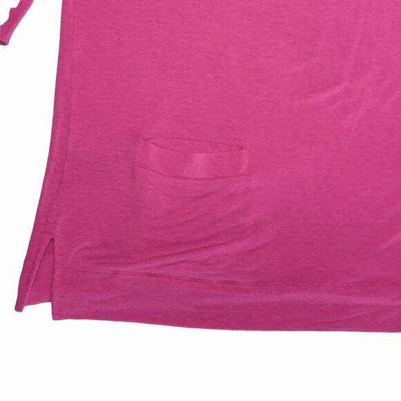 Soft Surroundings Tunic Top Medium Split V Neck Fuchsia Pink Pockets 3/4 Sleeve - Picture 5 of 8